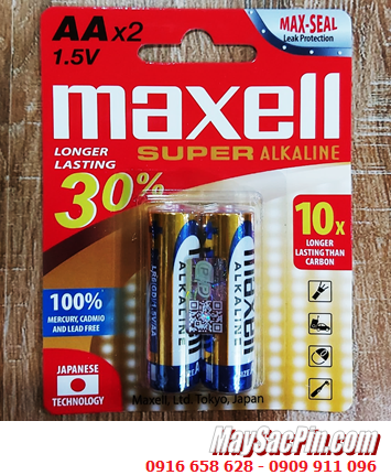 Maxell LR6(GD)2B, Pin AA 1.5v Maxell LR6(GD)2B Super Alkaline chính hãng _MẪU MỚI /Vỉ 2viên